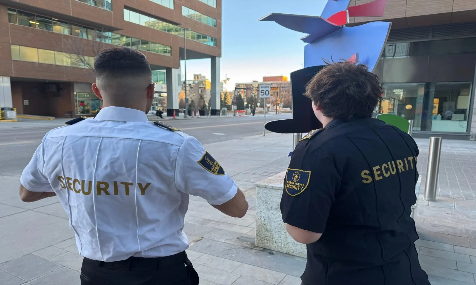 Professional security guard on duty in Calgary