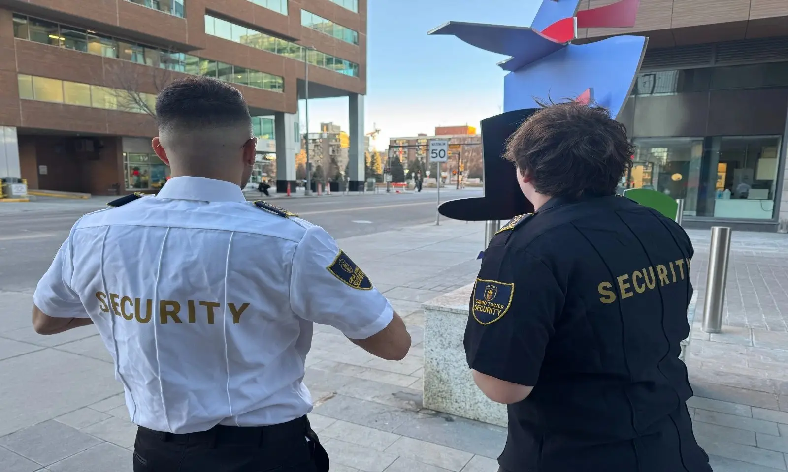 Professional security guard on duty in Calgary