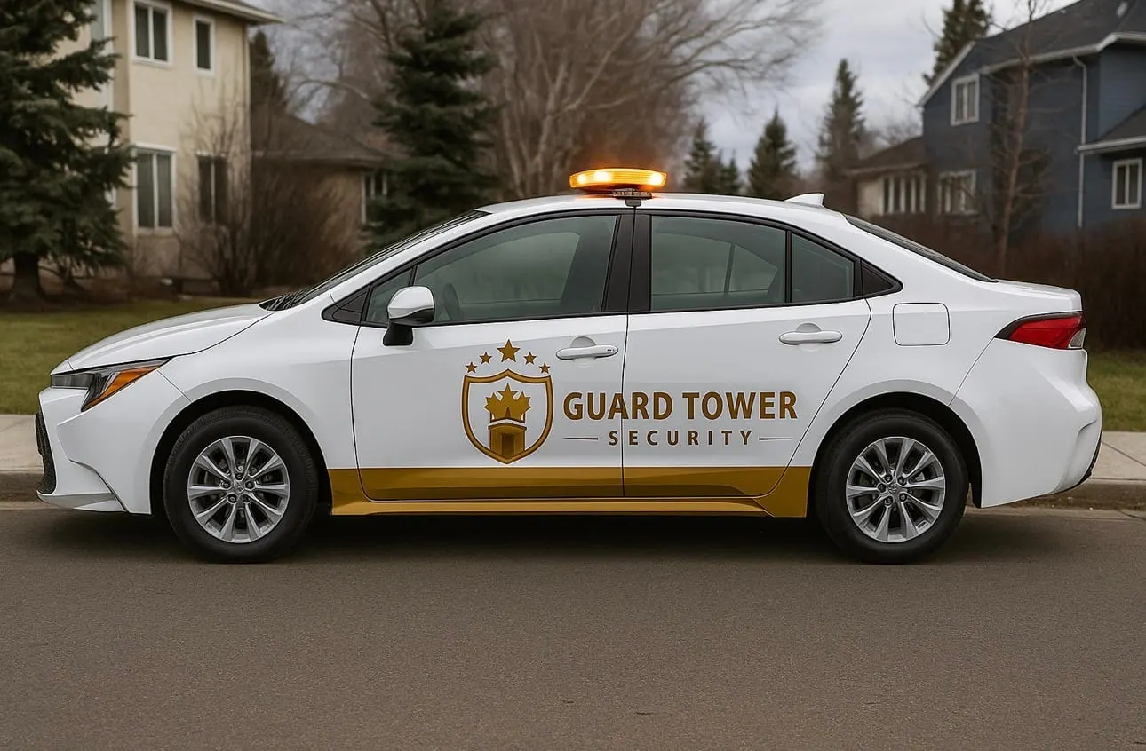 Guard Tower Security branded mobile patrol vehicle in Calgary