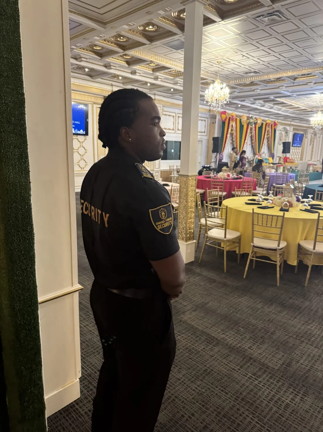 Guard Tower Security event guard monitoring a banquet hall venue