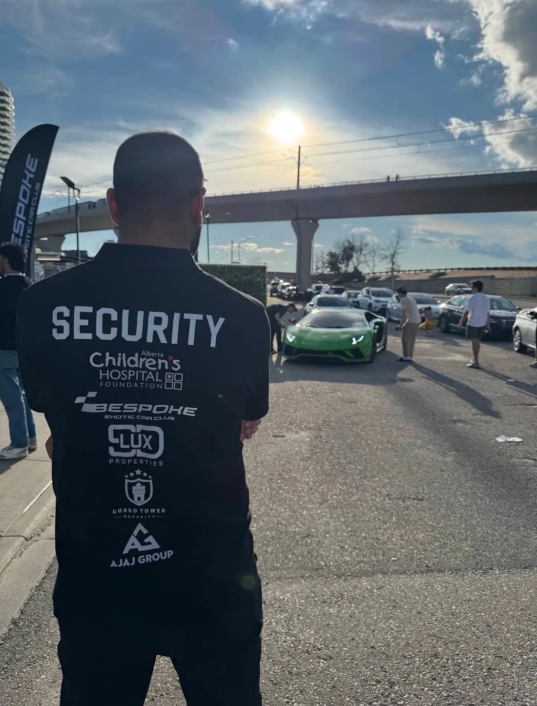 Guard Tower Security guard managing the crowd at a charity car show
