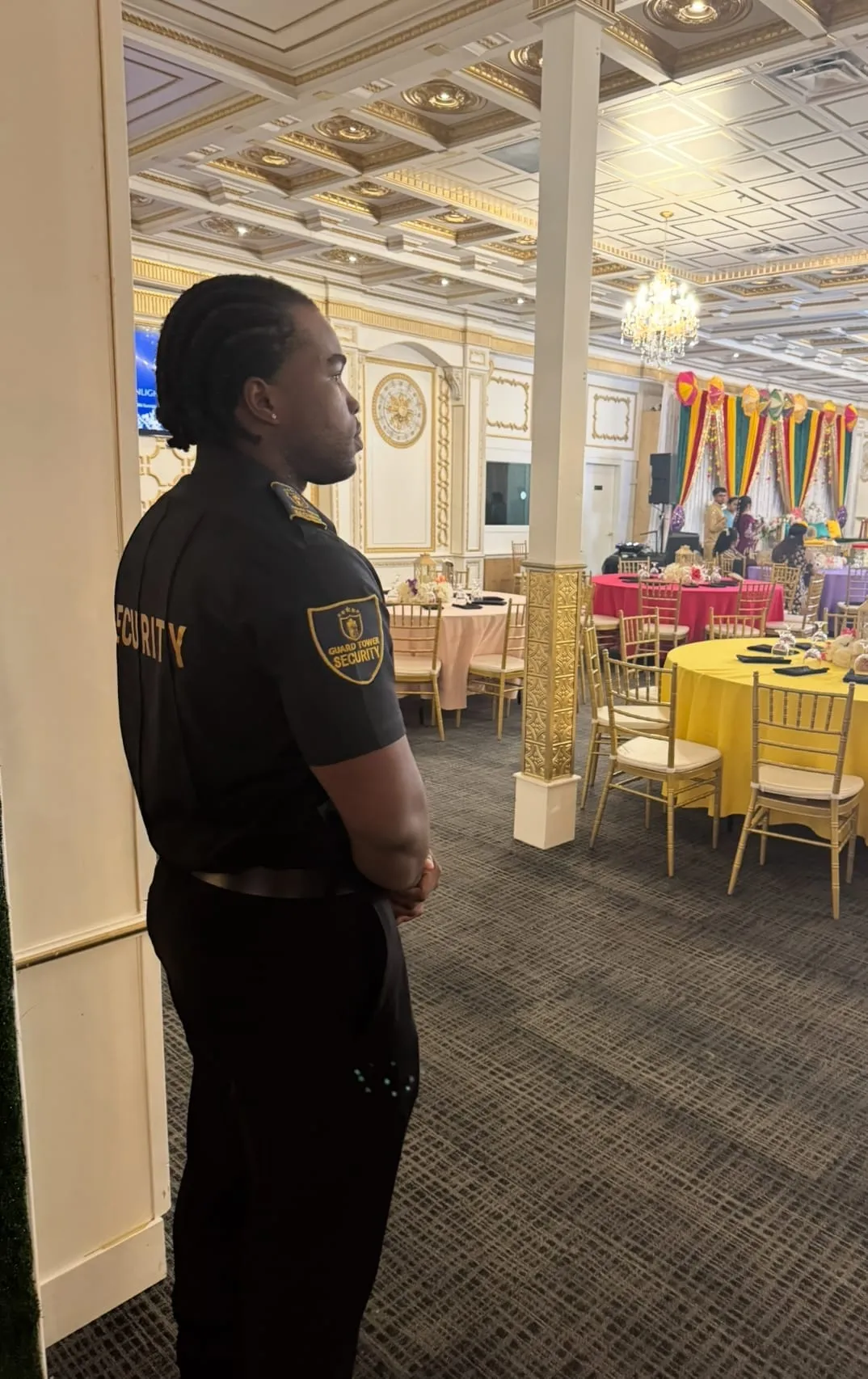 Guard Tower Security guard overseeing a private event at a Calgary venue