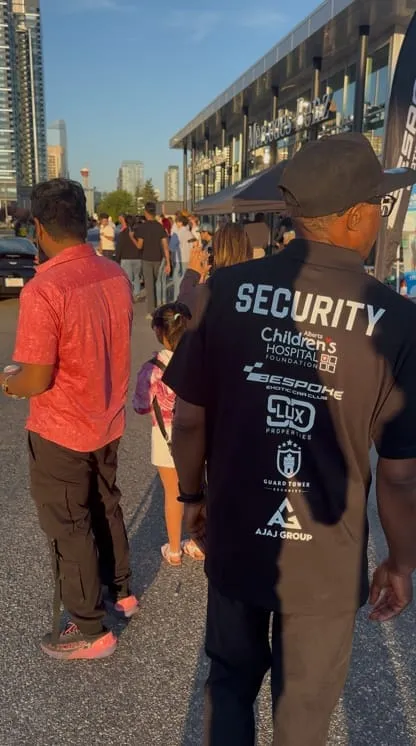 Guard Tower Security guard keeping vigilant watch over a busy community event