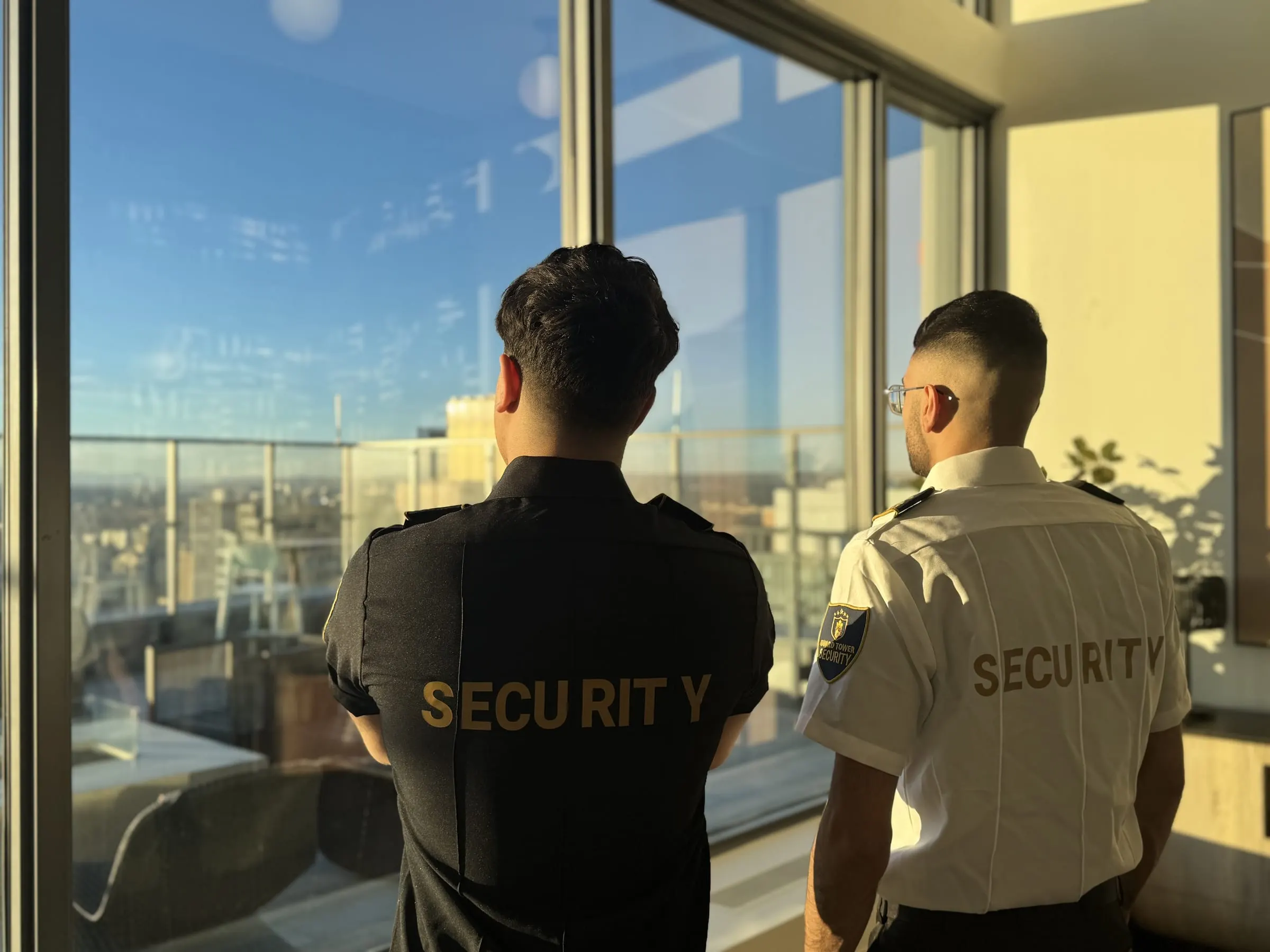 Guard Tower Security guards keeping watch over the city from a high-rise vantage point