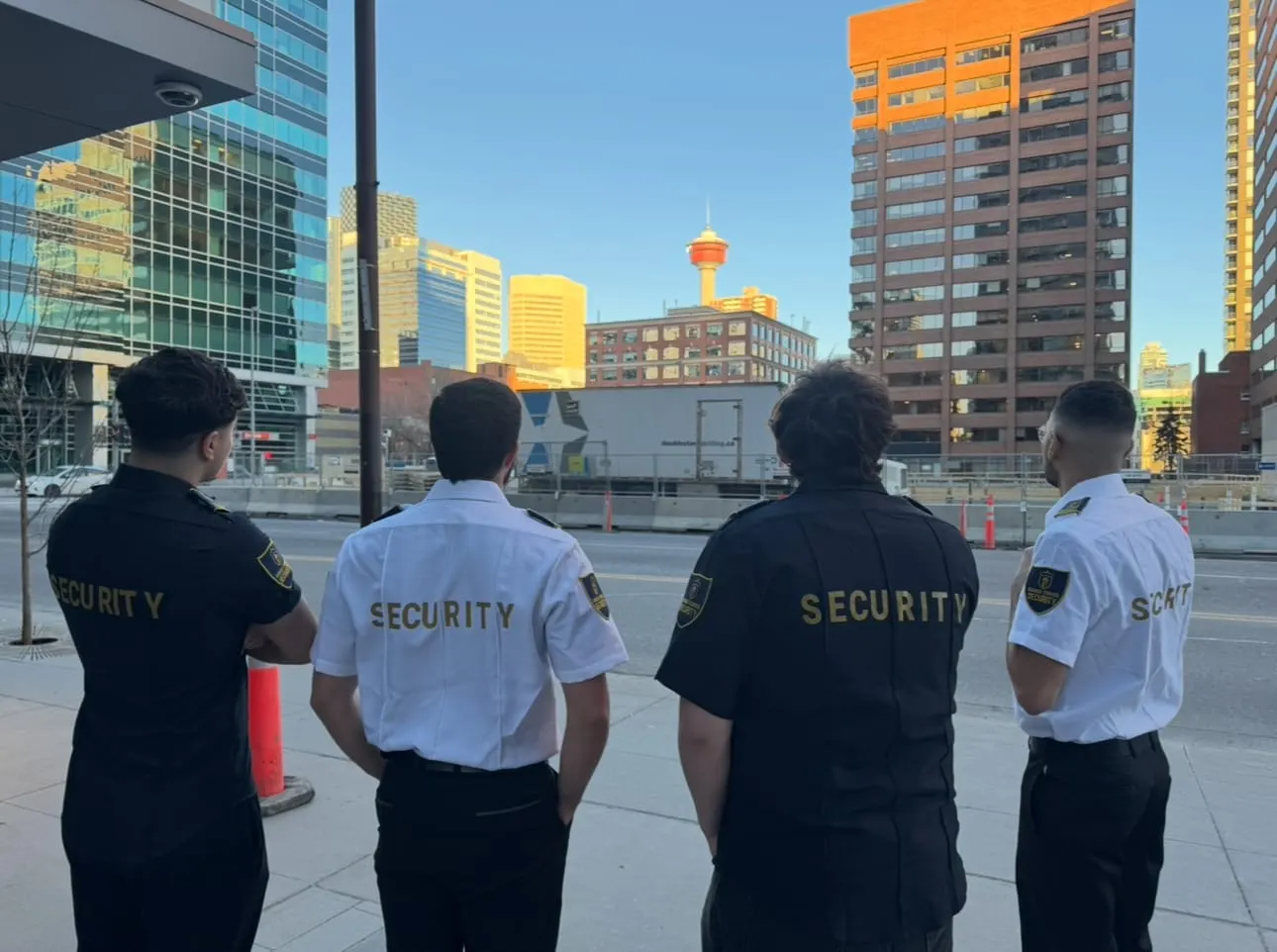 Guard Tower Security guards overlooking the downtown Calgary skyline