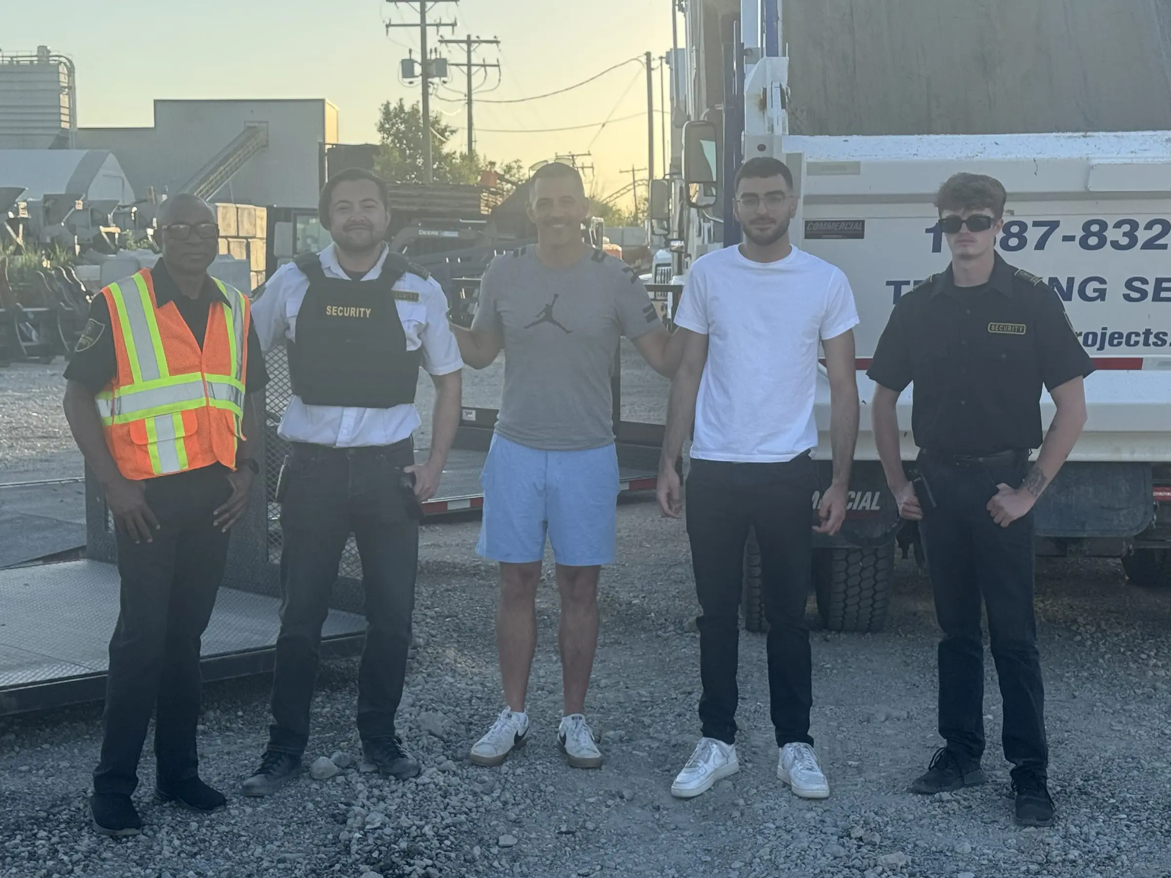 Guard Tower Security guards with clients at a Calgary trucking yard