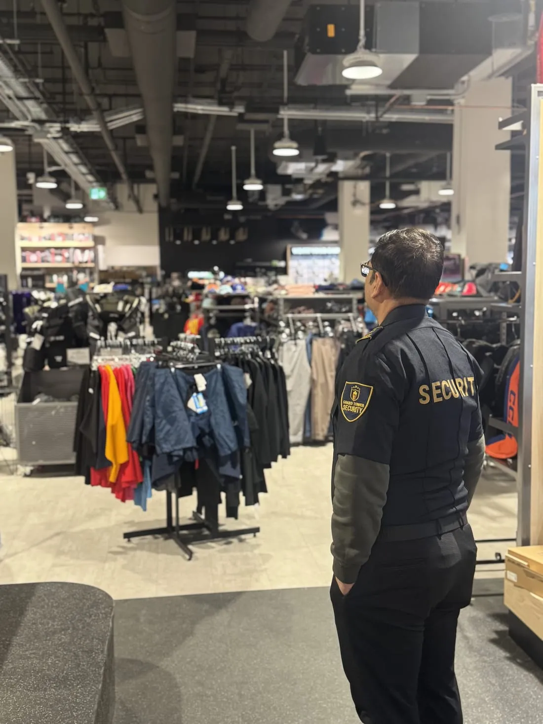 Guard Tower Security loss prevention officer watching a retail sales floor