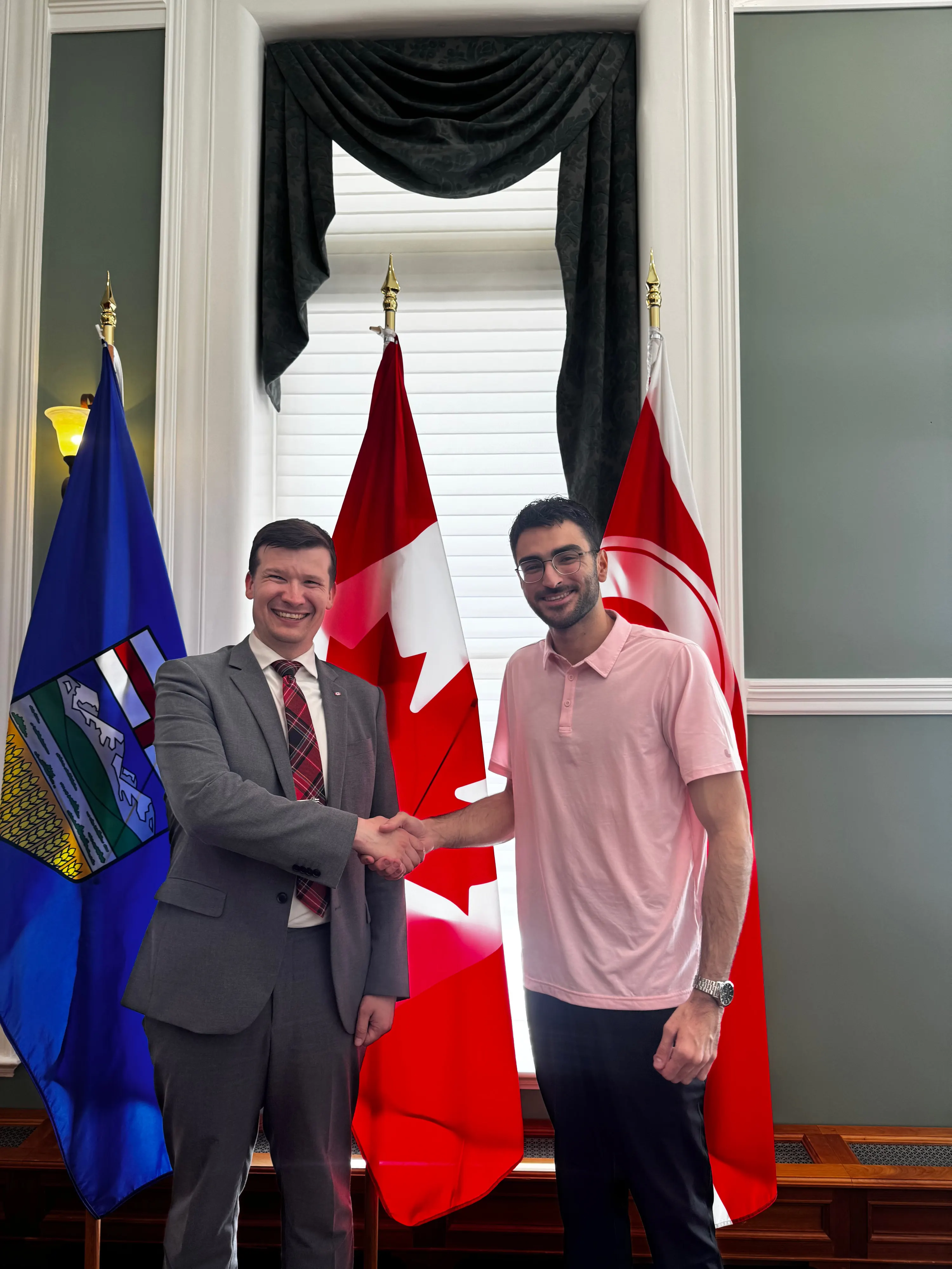 Guard Tower Security owner Nael Malaeb with Calgary Mayor Jeromy Farkas