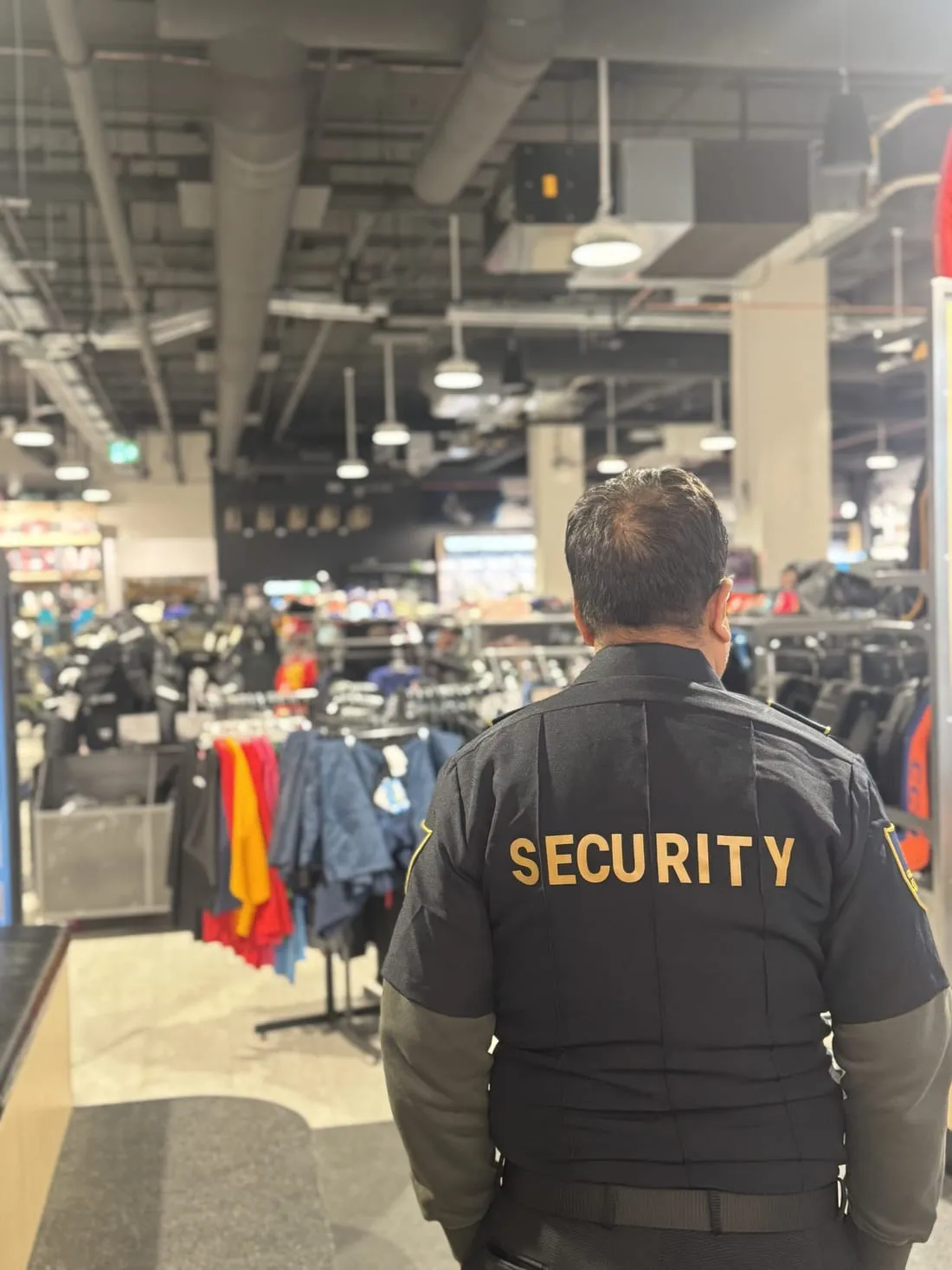 Guard Tower Security retail guard monitoring a clothing store floor
