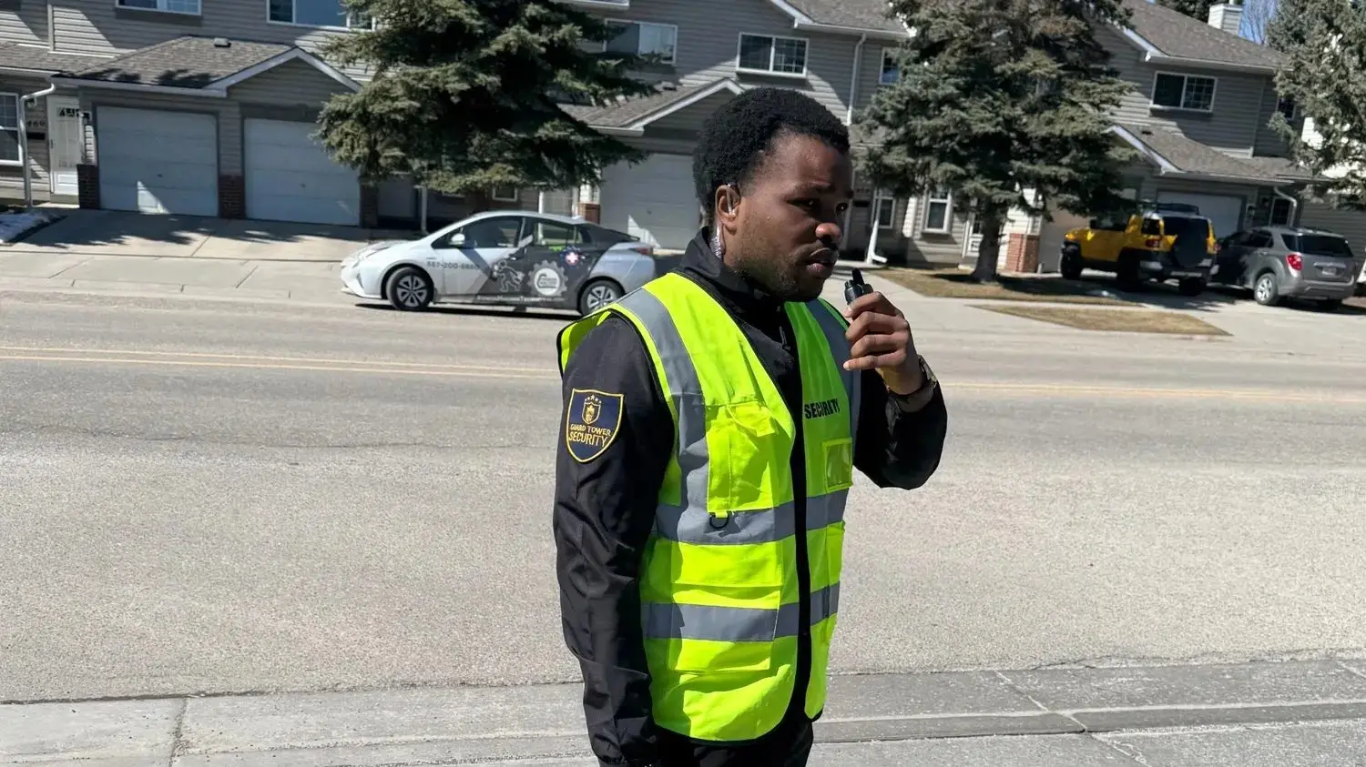 Guard Tower Security guard on duty in Calgary